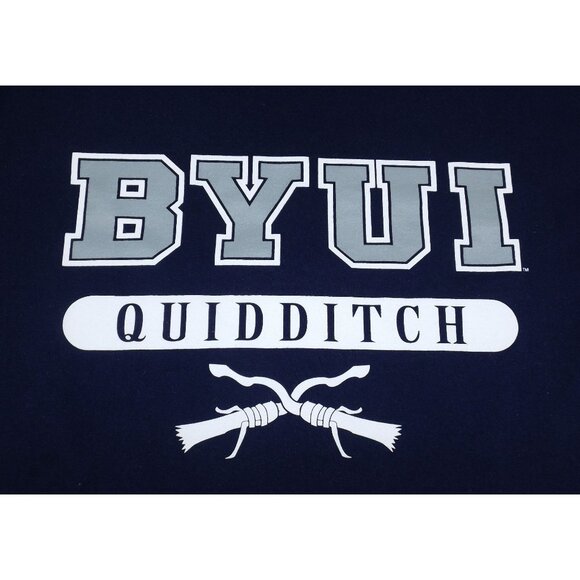 Jerzees BYUI QUIDDITCH Blue Harry Potter School T-Shirt Unisex Adult L  JH929 - Picture 1 of 4